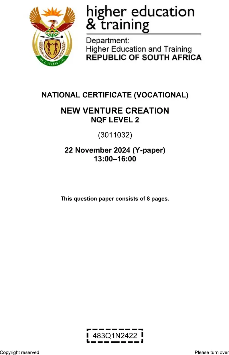Nc2190 New Venture Creation L2 QP Nov 2024