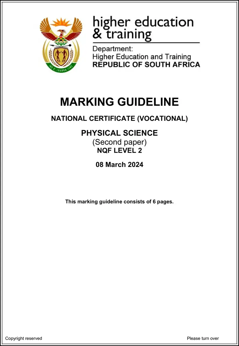 Physical Science L2 P2 MEMO Supp 2024 preview