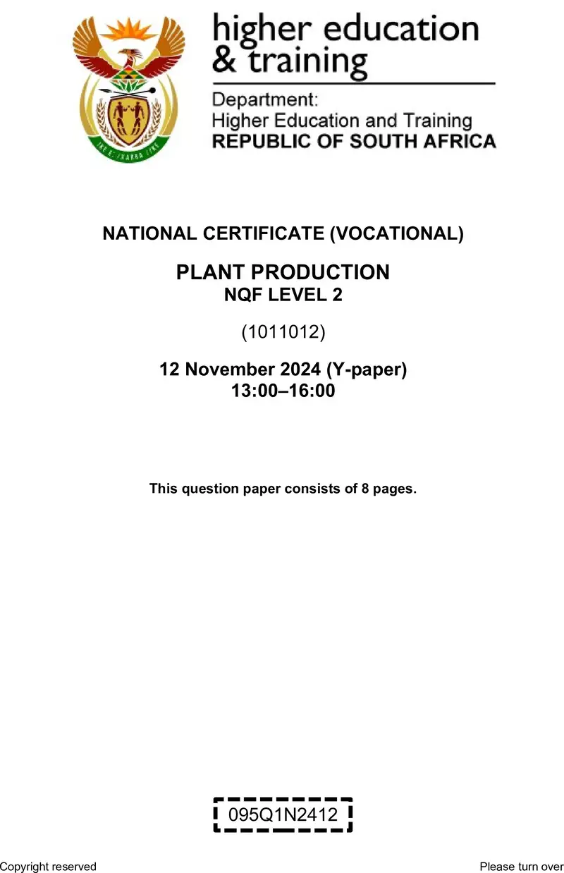 Plant Production L2 QP Nov 2024 preview