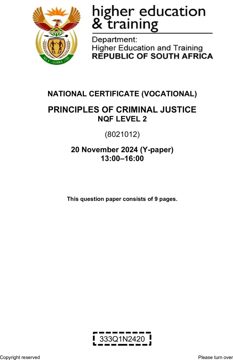 Principles Of Criminal Justice L2 QP Nov 2024 preview
