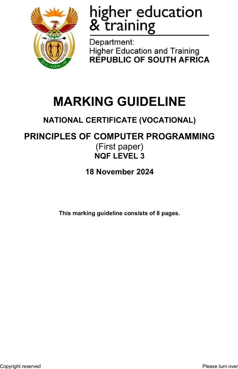 Nc2450 Principles Of Computer Programming L3 P1 Memo Nov 2024