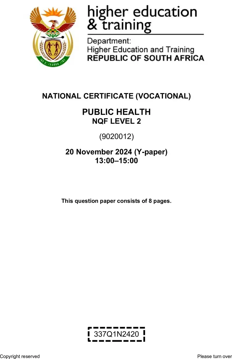 Nc2550 Public Health L2 QP Nov 2024