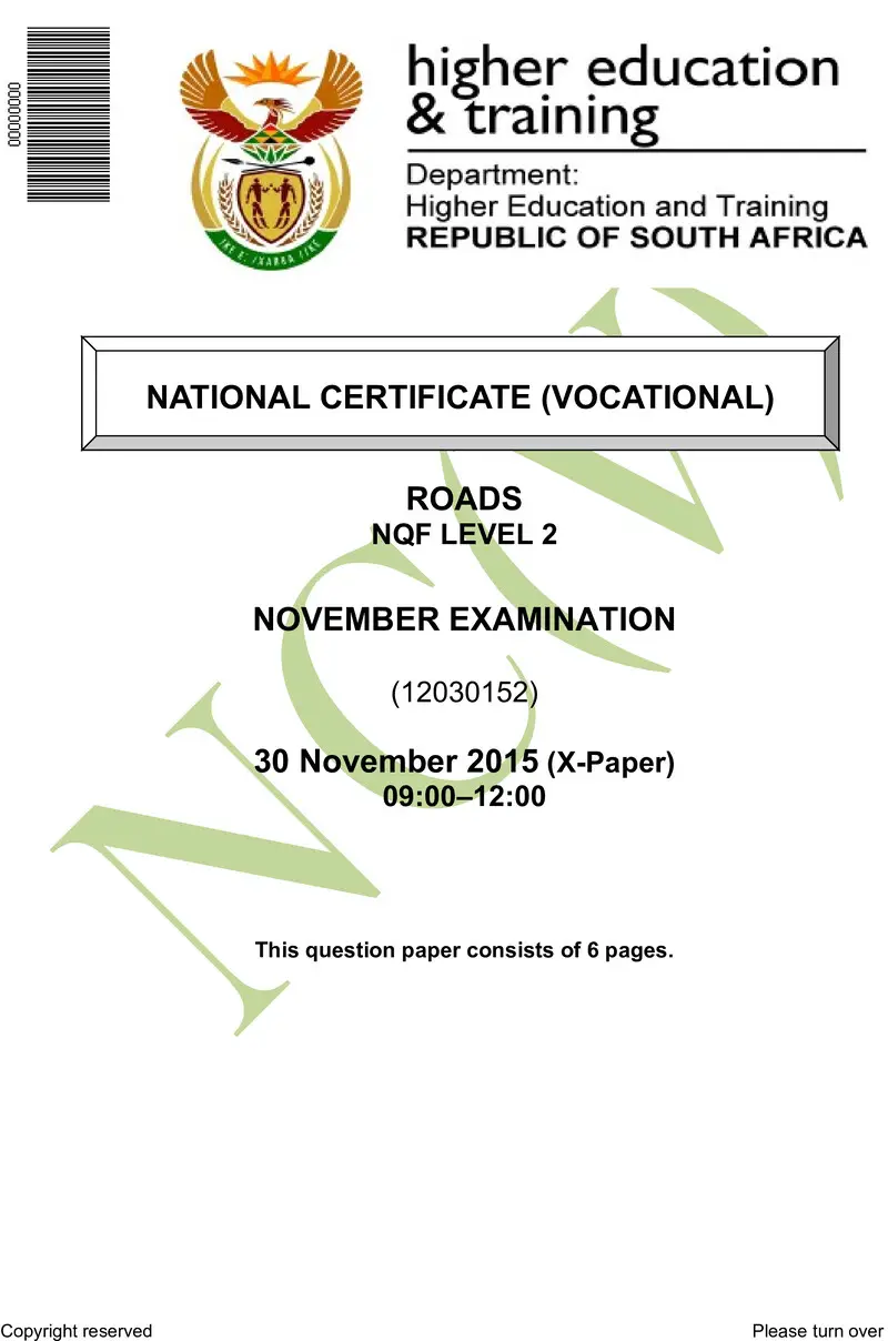 Nc2590 Roads L2 QP Nov 2015