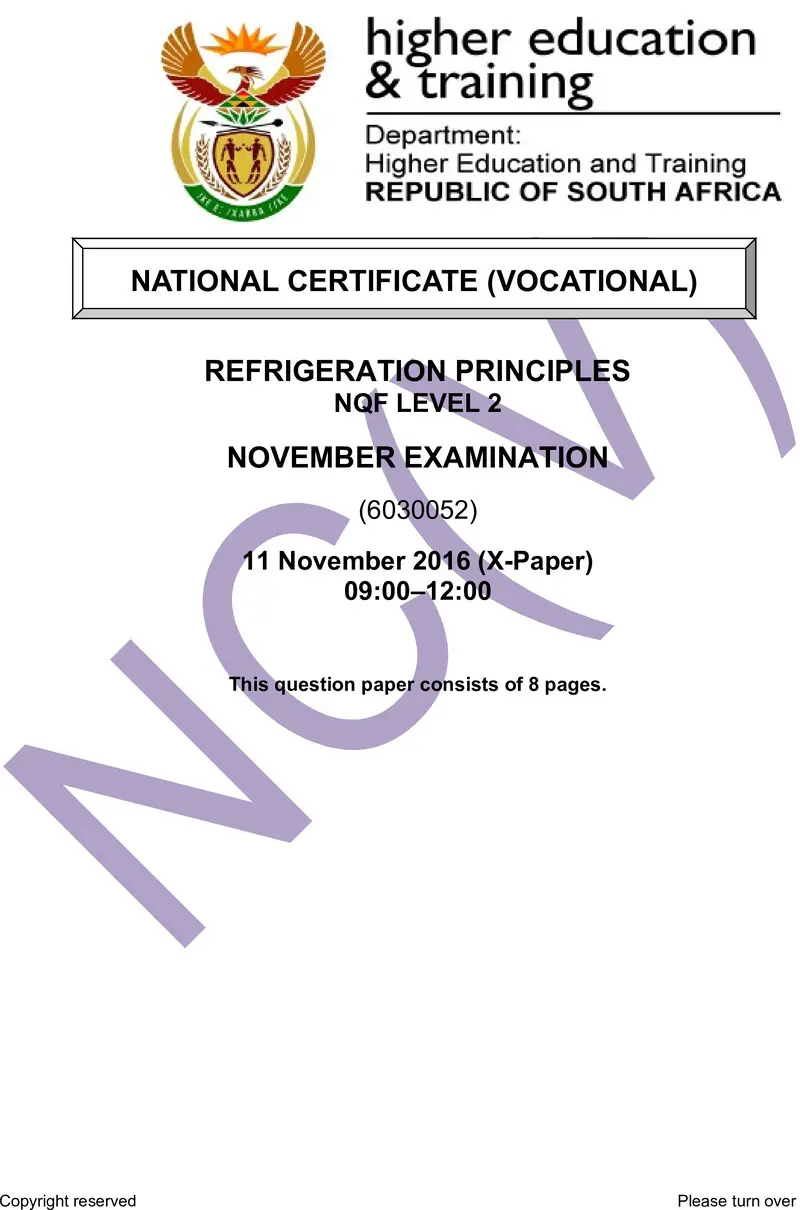 Nc2610 Refrigeration Principles L2 QP Nov 2016