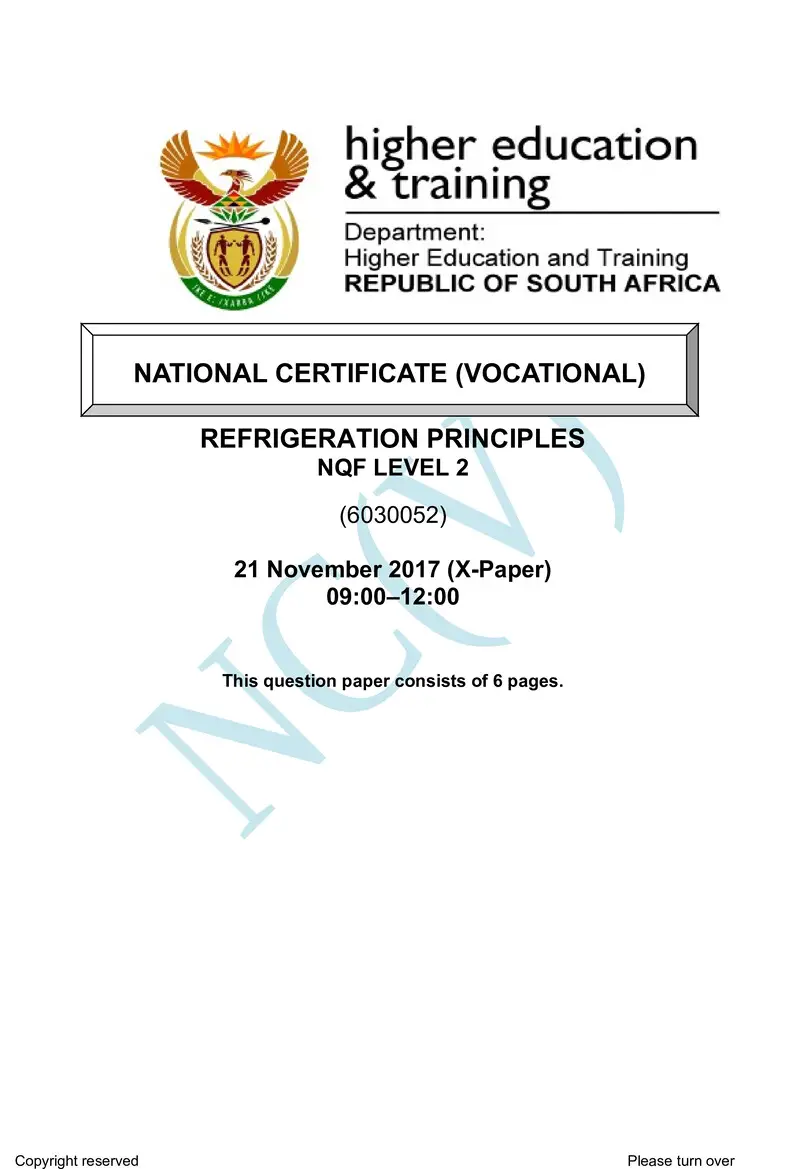 Nc2610 Refrigeration Principles L2 QP Nov 2017