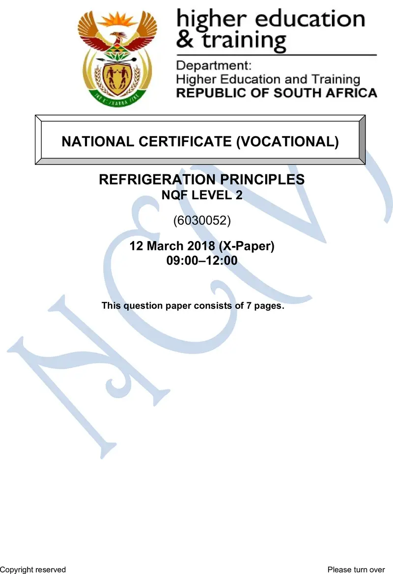 Nc2610 Refrigeration Principles L2 QP Supp 2018