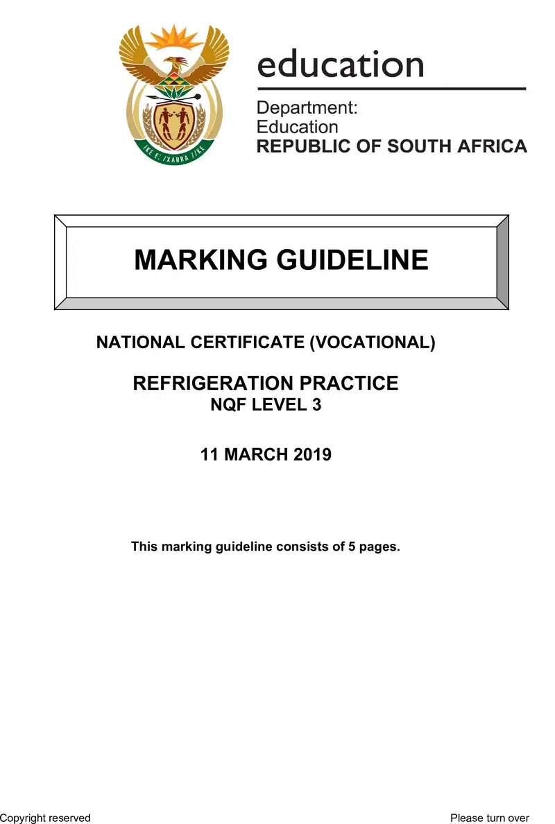 Nc2620 Refrigeration Practice L3 Supp Memo 2018