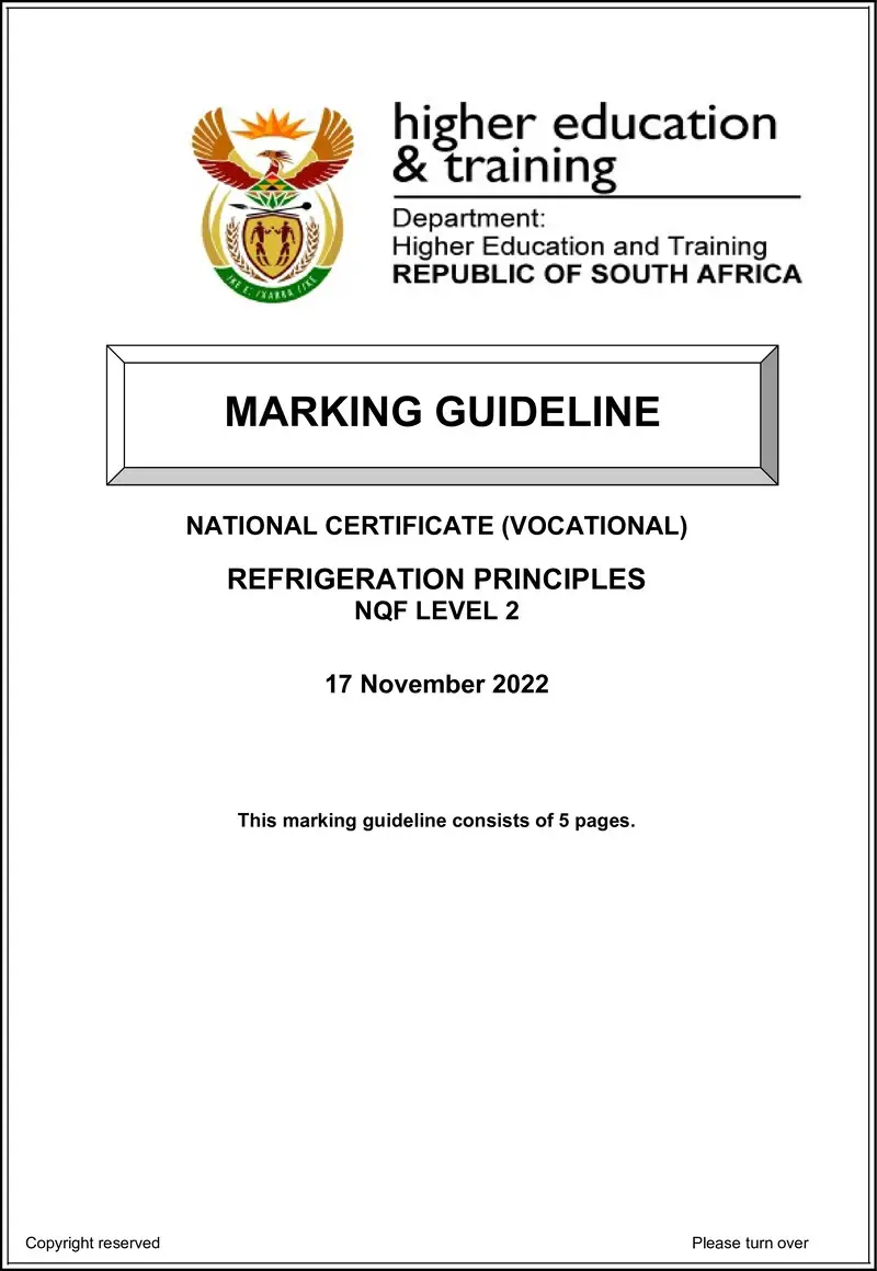 Nc2630 Refrrigeration Principles L2 Nov Memo 2022