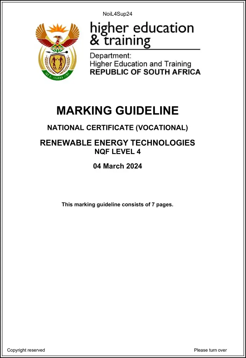 Nc2660 Renewable Energy Technologies L4 Memo Supp 2024