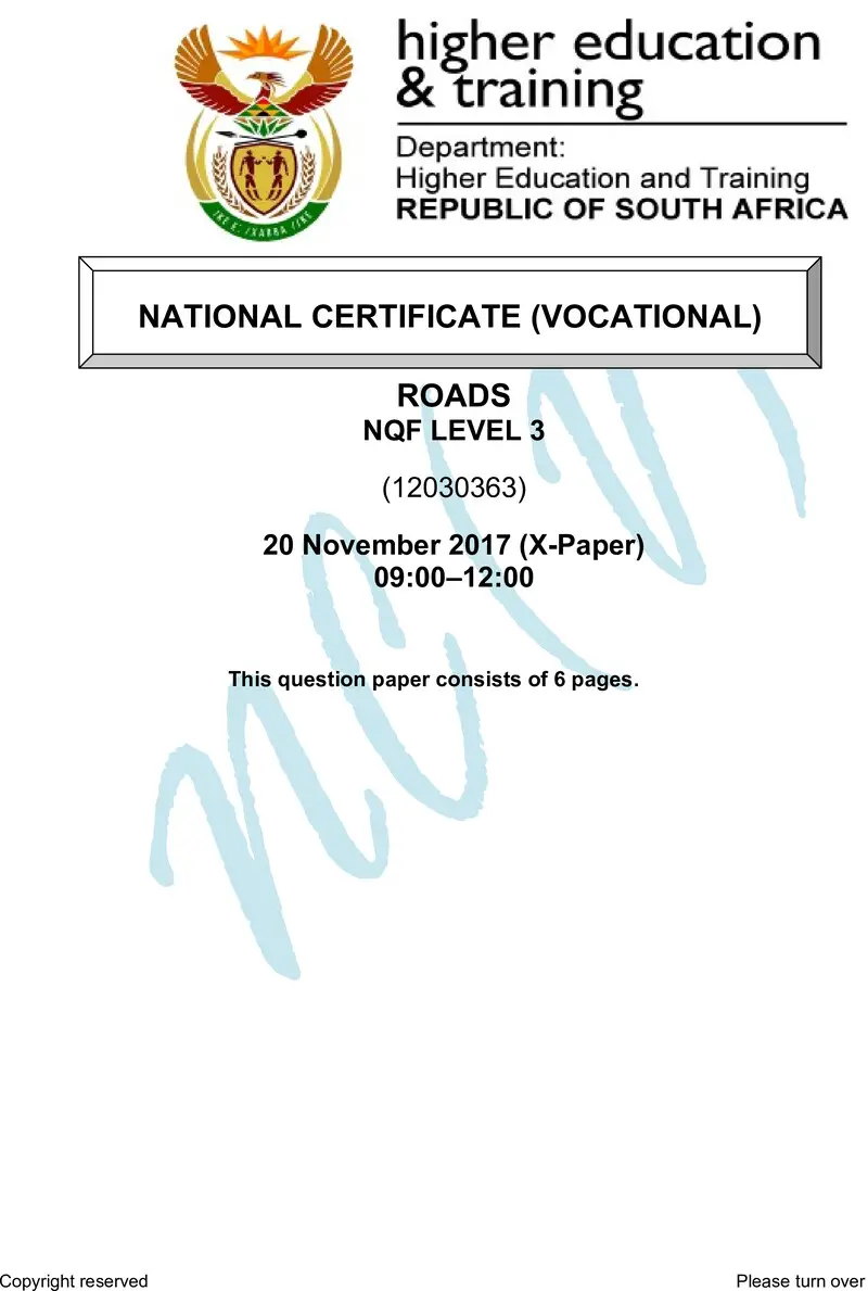 Nc2660 Roads L3 QP Nov 2017