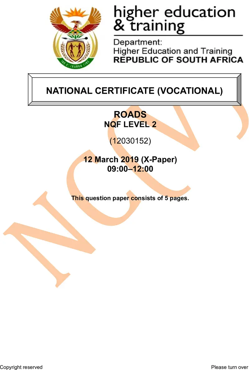 Nc2670 Roads L2 QP Supp 2019