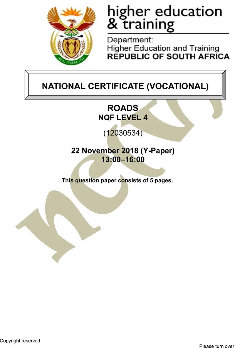 Nc2690 Roads L4 QP Nov 2018