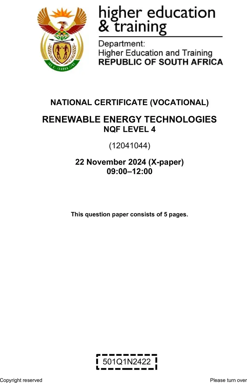 Nc2700 Renewable Energy Technologies L4 QP Nov 2024