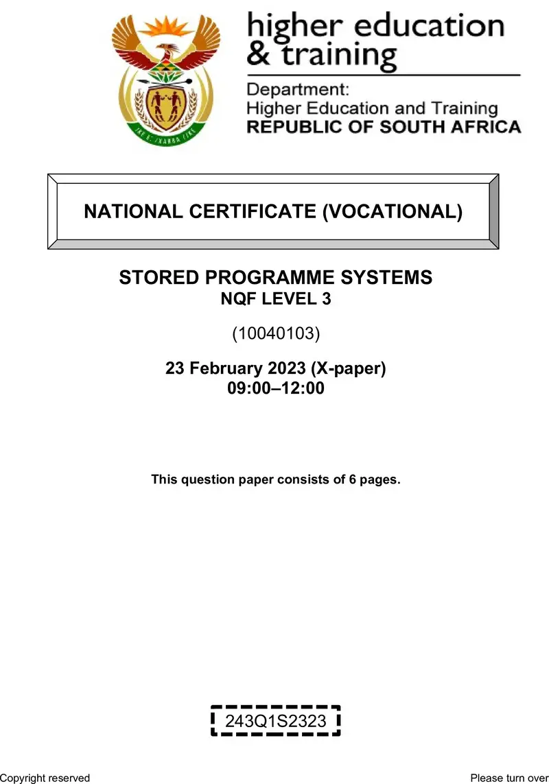 Nc2750 Stored Programme Systems L3 QP Supp 2023