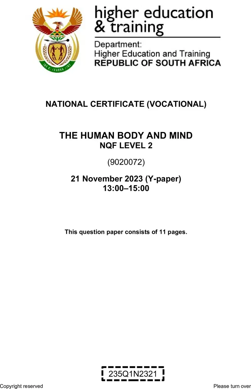 Nc2820 The Human Body And Mind L2 QP Nov 2023