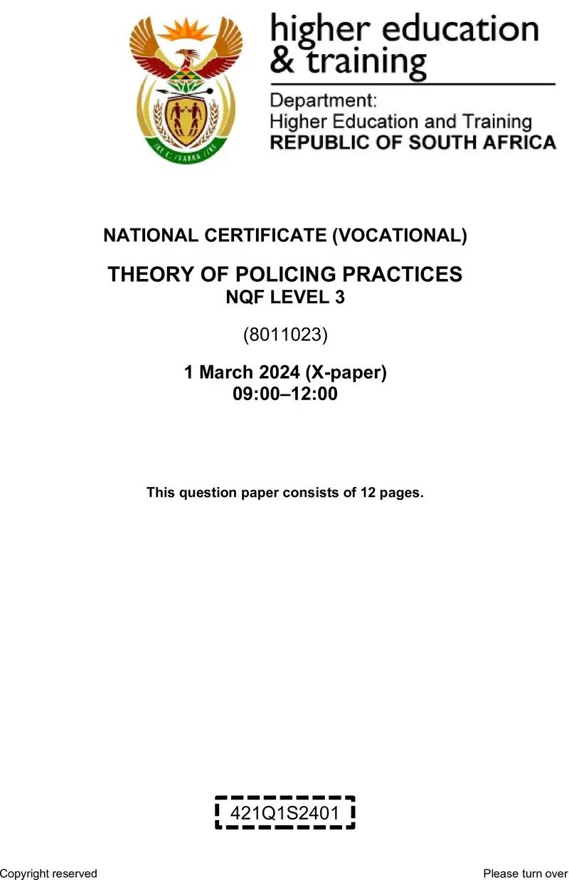 Nc2880 Theory Of Policing Practices L3 QP Supp 2024