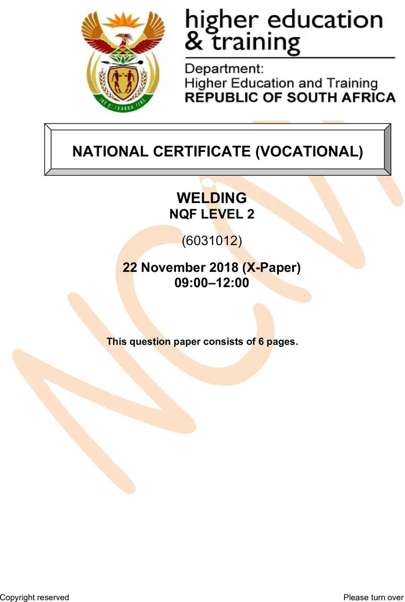 Nc2980 Welding L2 QP Nov 2018