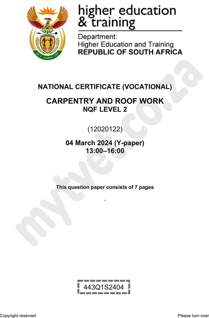 Nc380 Carpentry And Roof Work L2 QP Supp 2024