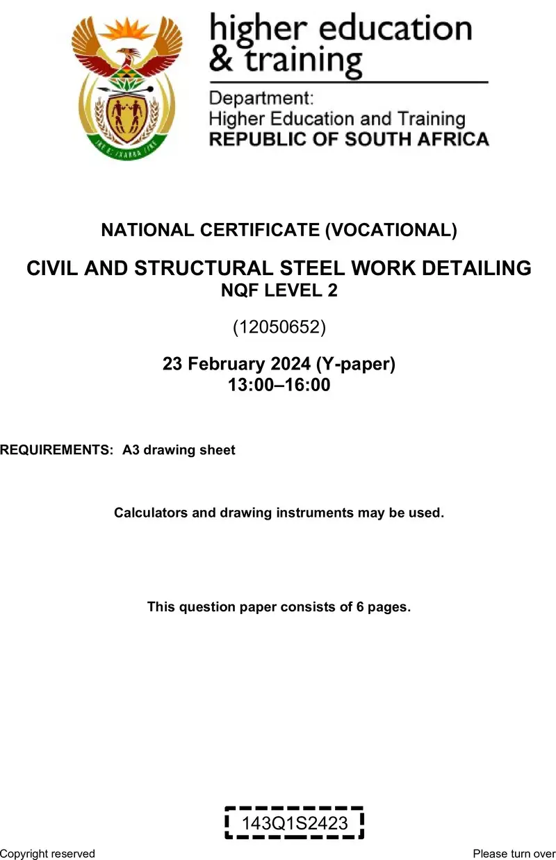 Nc410 Civil And Structural Steel Work Detailing L2 QP Supp 2024