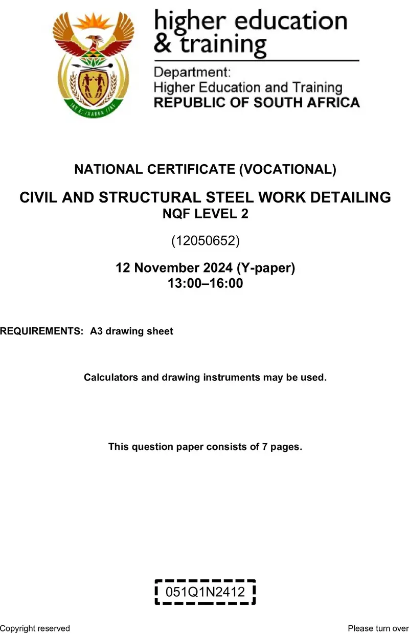 Nc430 Civil And Structural Steel Work Detailing L2 Nov QP 2024
