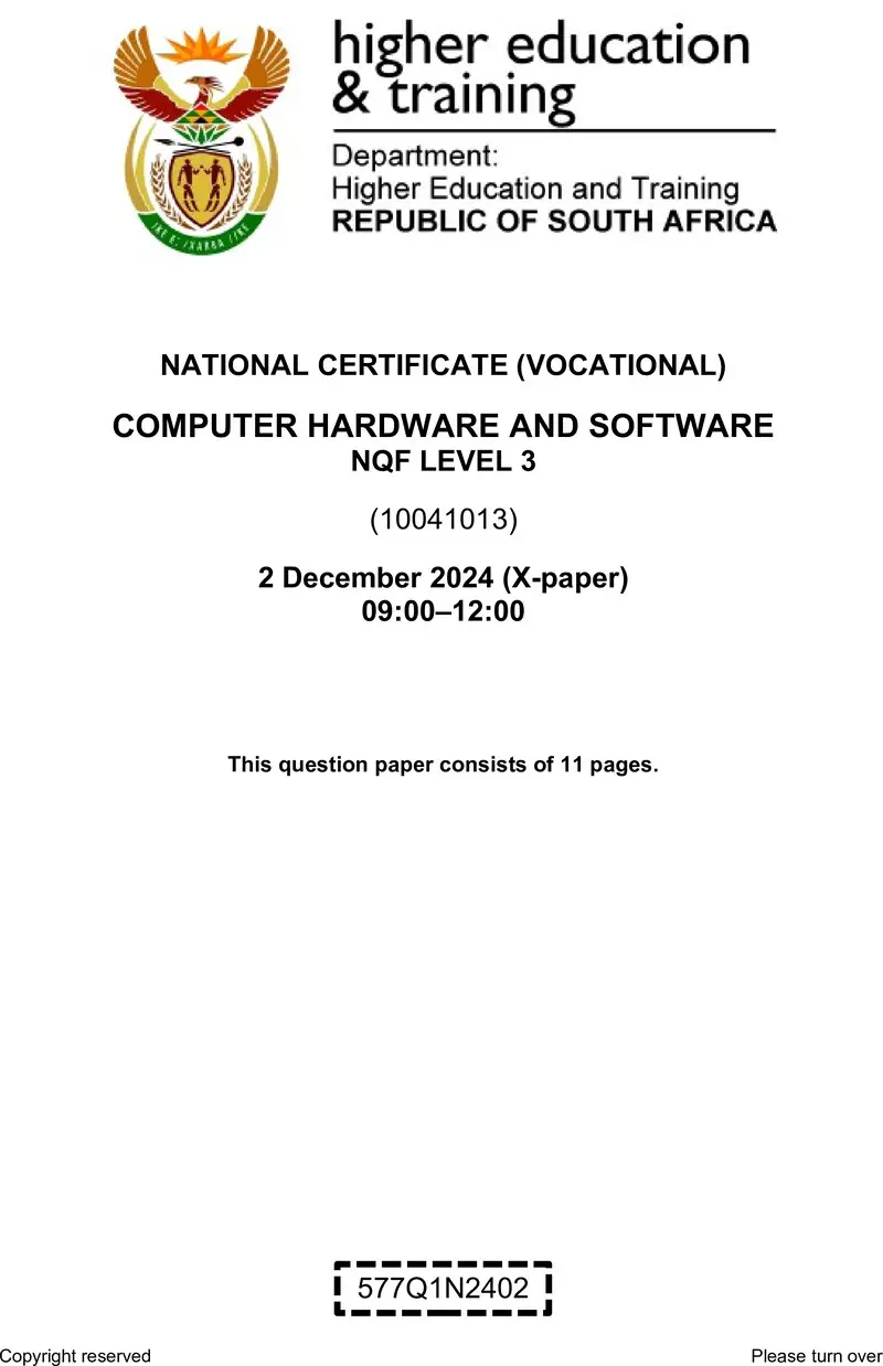 Nc540 Computer Hardware And Software L3 Nov QP 2024