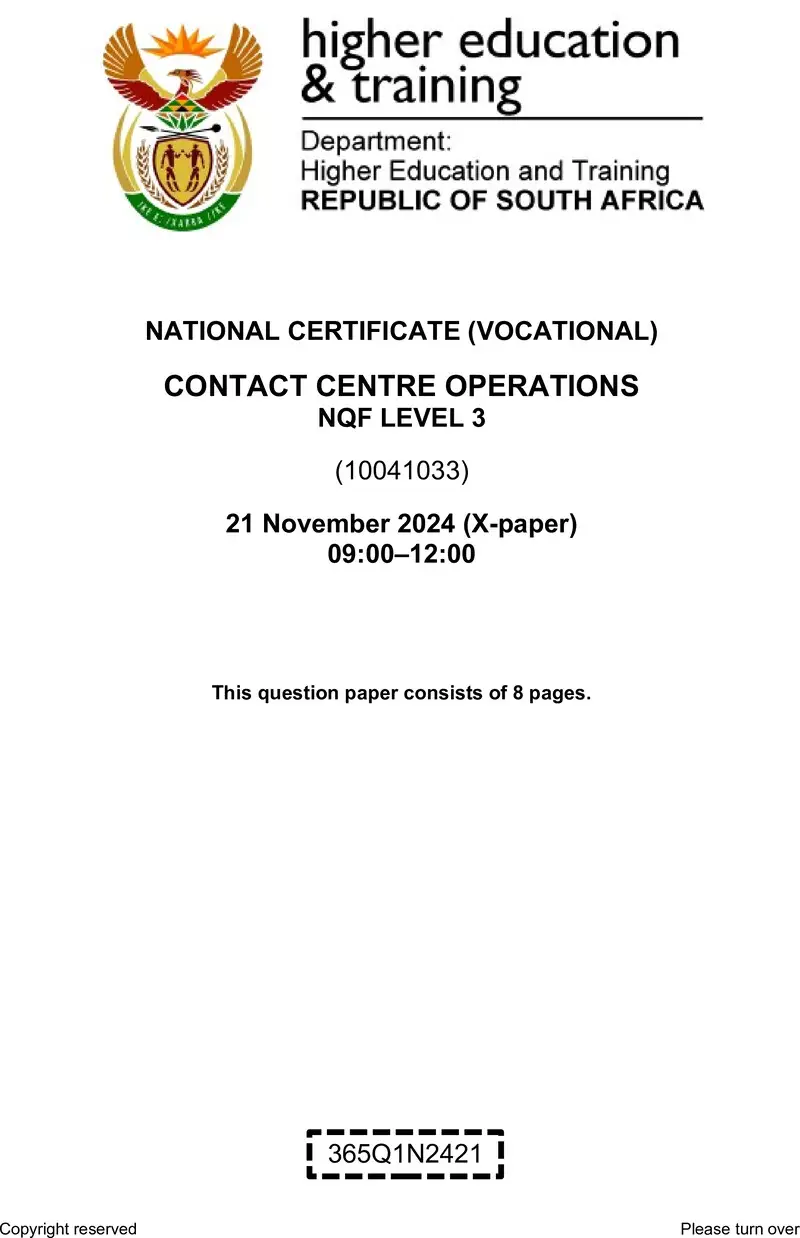 Nc600 Contact Centre Operations L3 QP Nov 2024