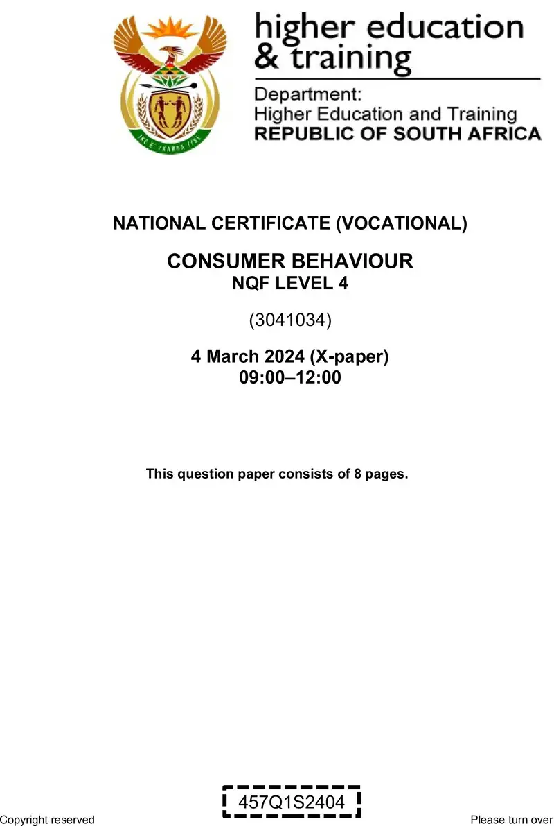 Nc650 Consumer Behaviour L4 Supp QP 2024