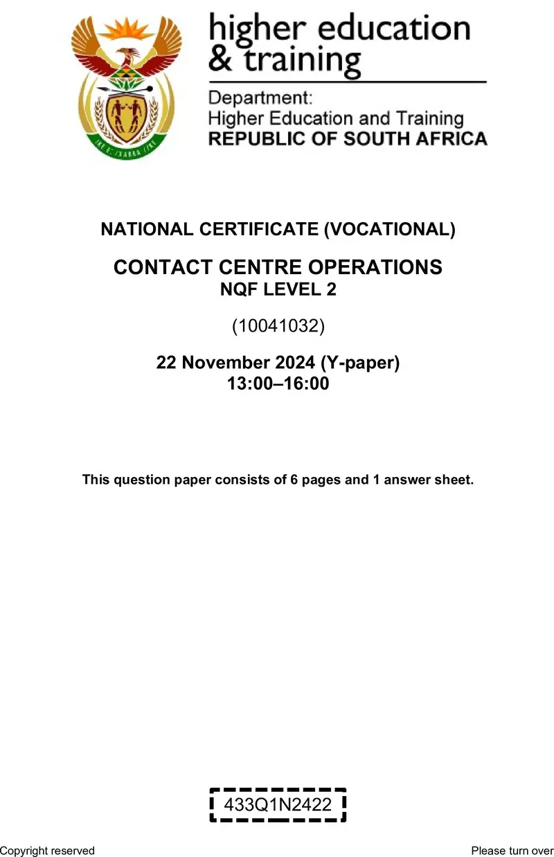 Nc680 Contact Centre Operations L2 QP Nov 2024