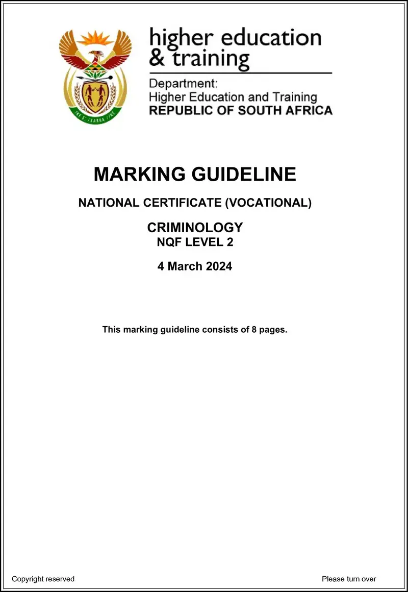 Nc720 Criminology L2 Memo Supp 2024