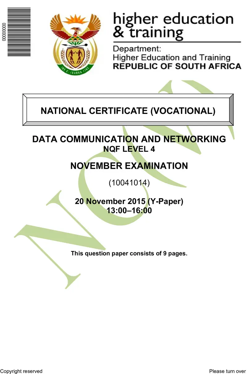 Nc740 Data Communication And Networking L4 QP Nov 2015