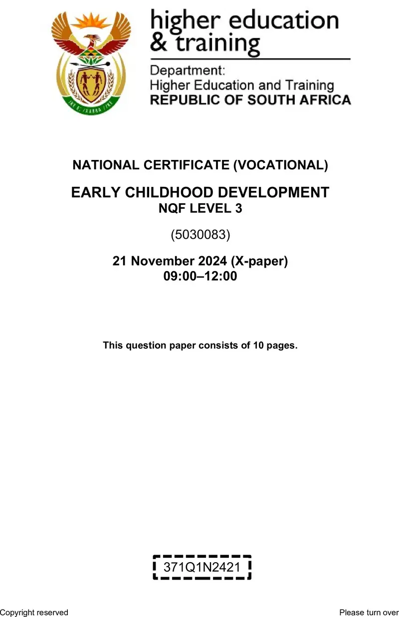 Nc830 Early Childhood Development L3 QP Nov 2024
