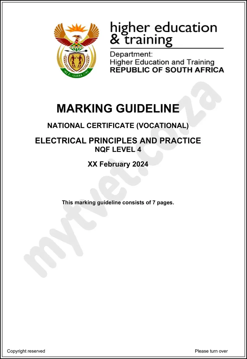 Electrical Principles And Practice L4 MEMO Supp 2024 preview