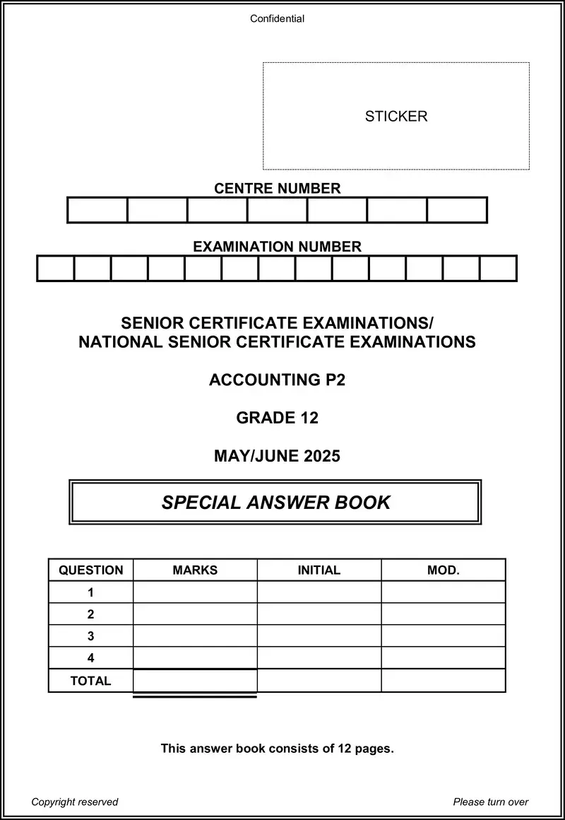 Accounting P2 May June 2025 Answer Book Eng Gr12