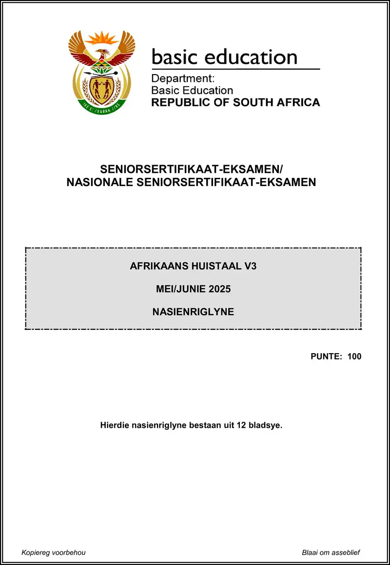 Afrikaans Hl P3 May June 2025 Mg Gr12