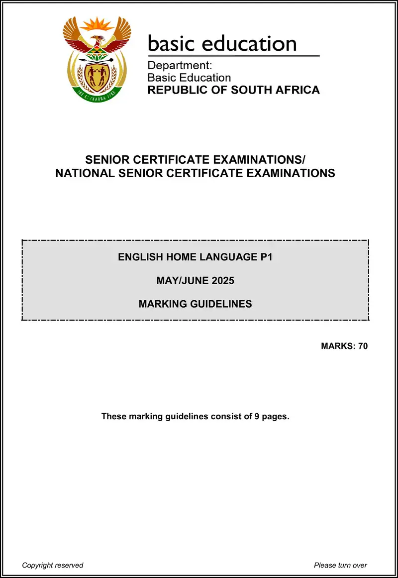 English Hl P1 May June 2025 Mg Gr12