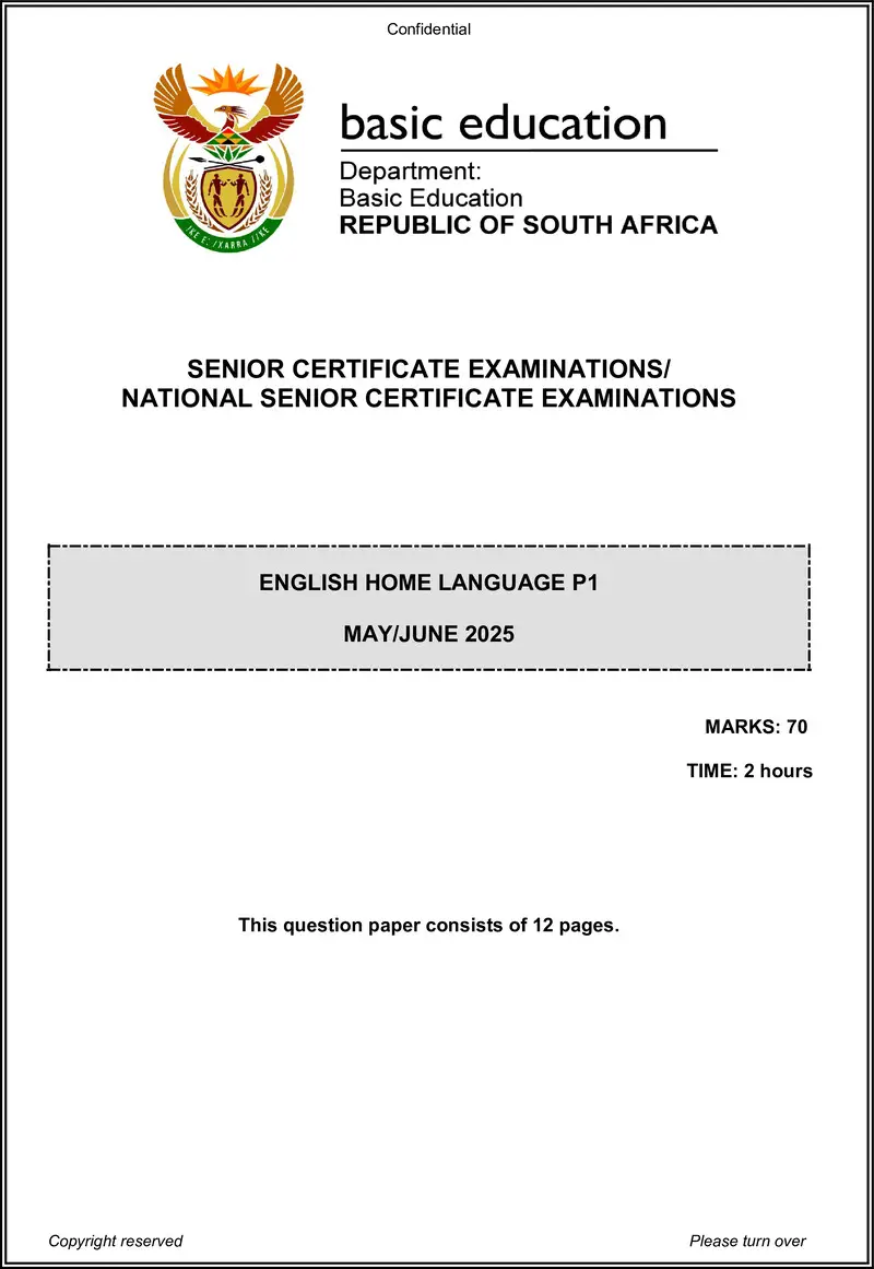 English Hl P1 May June 2025 Gr12