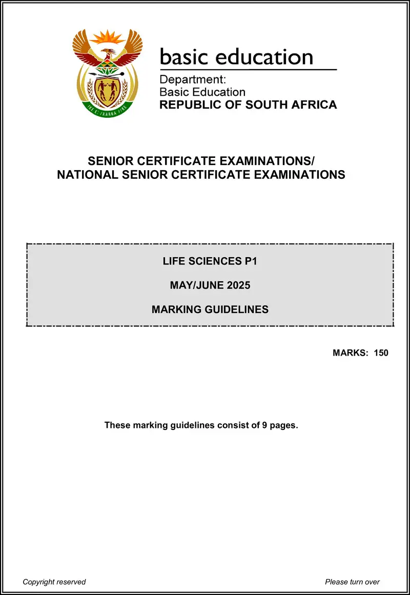 Grade 12 Life Sciences past paper 2025 – life sciences p1 may june 2025 mg eng gr12