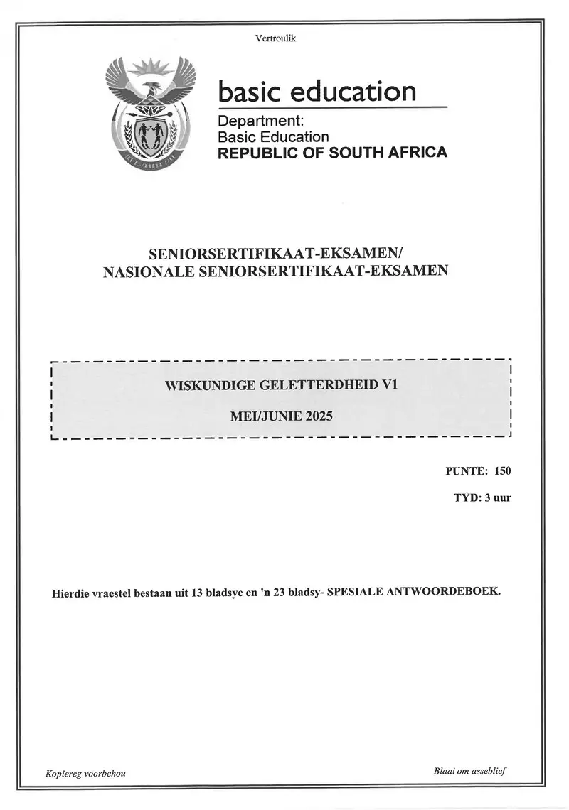 Mathematical Literacy P1 May June 2025 Afr Gr12