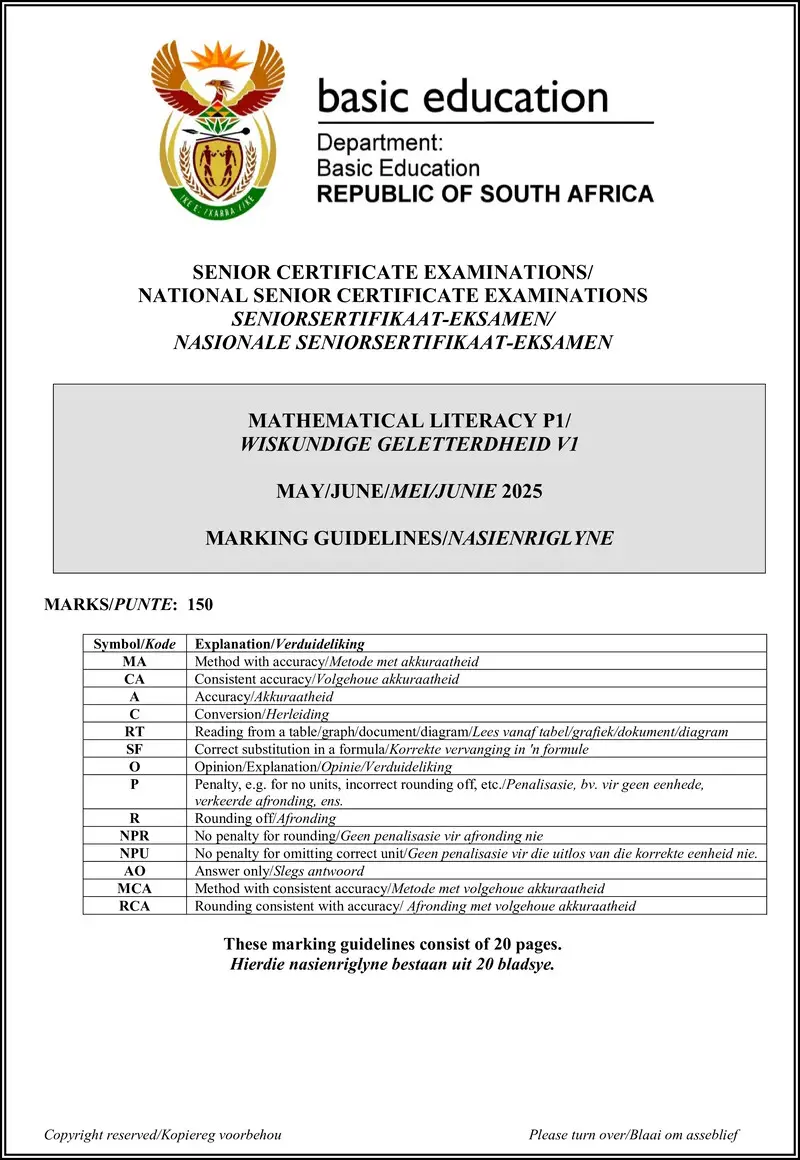 Mathematical Literacy P1 May June 2025 Mg Afr Eng Gr12