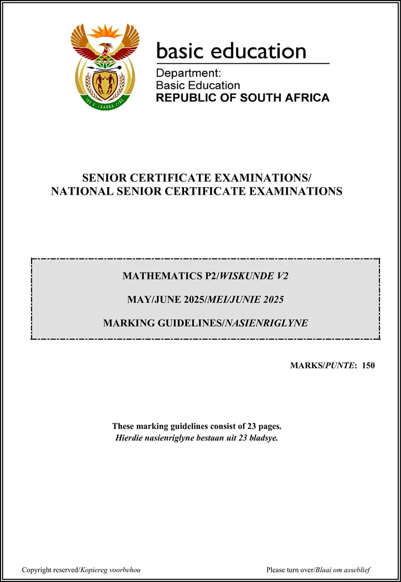 Grade 12 Mathematics past paper 2025 – mathematics p2 may june 2025 mg afr eng gr12