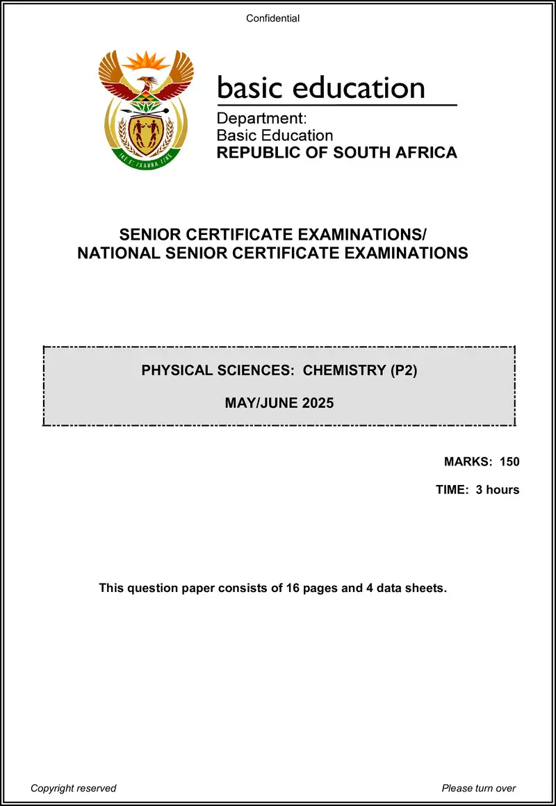 Grade 12 Physical Sciences past paper 2025 – physical sciences p2 may june 2025 eng gr12