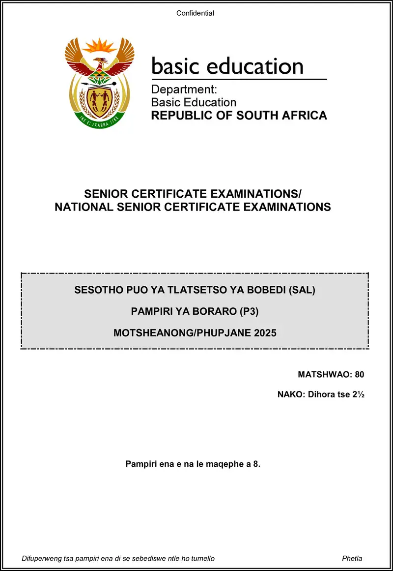 Sesotho Sal P3 May June 2025 Gr12