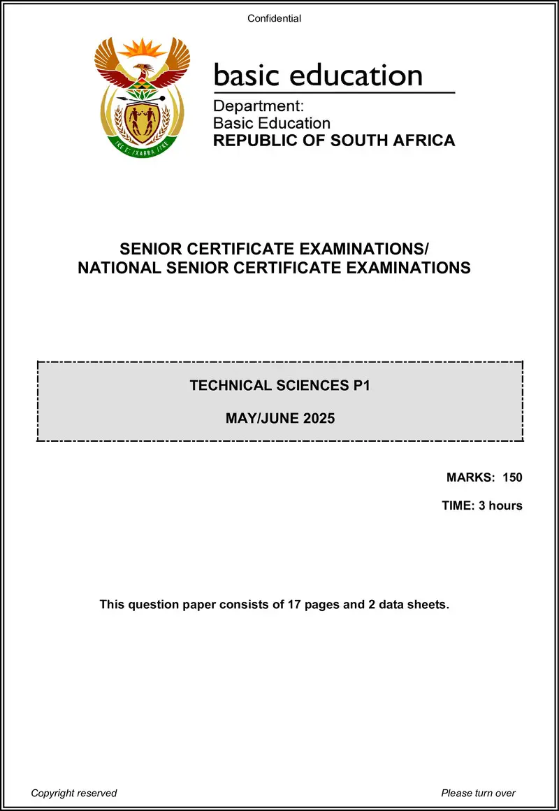 Grade 12 Technical Sciences past paper 2025 – technical sciences p1 may june 2025 eng gr12