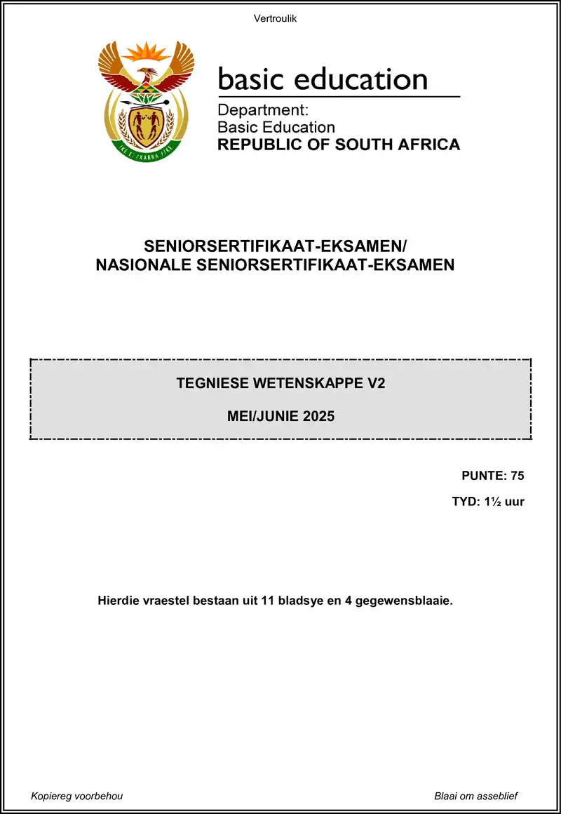 Grade 12 Technical Sciences past paper 2025 – technical sciences p2 may june 2025 afr gr12