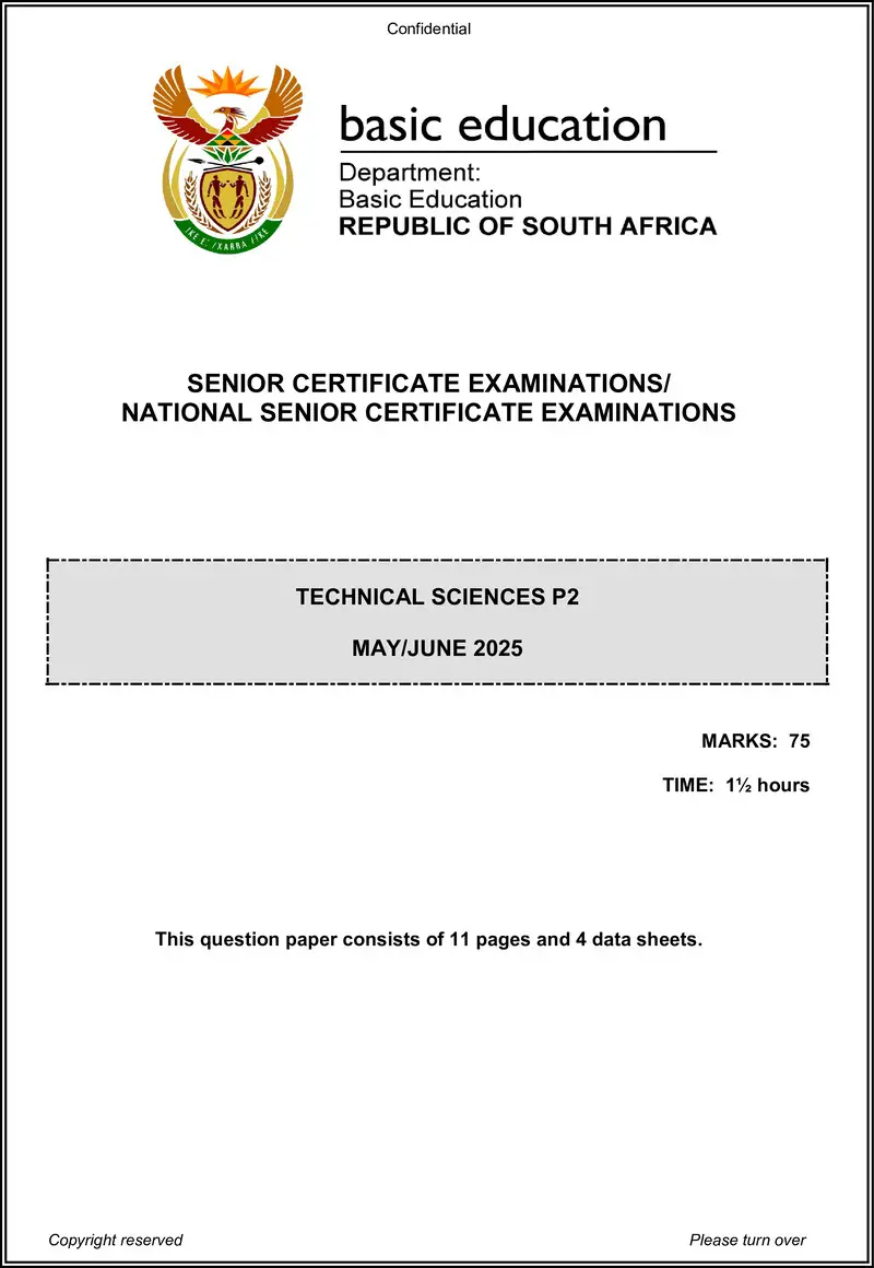 Grade 12 Technical Sciences past paper 2025 – technical sciences p2 may june 2025 eng gr12