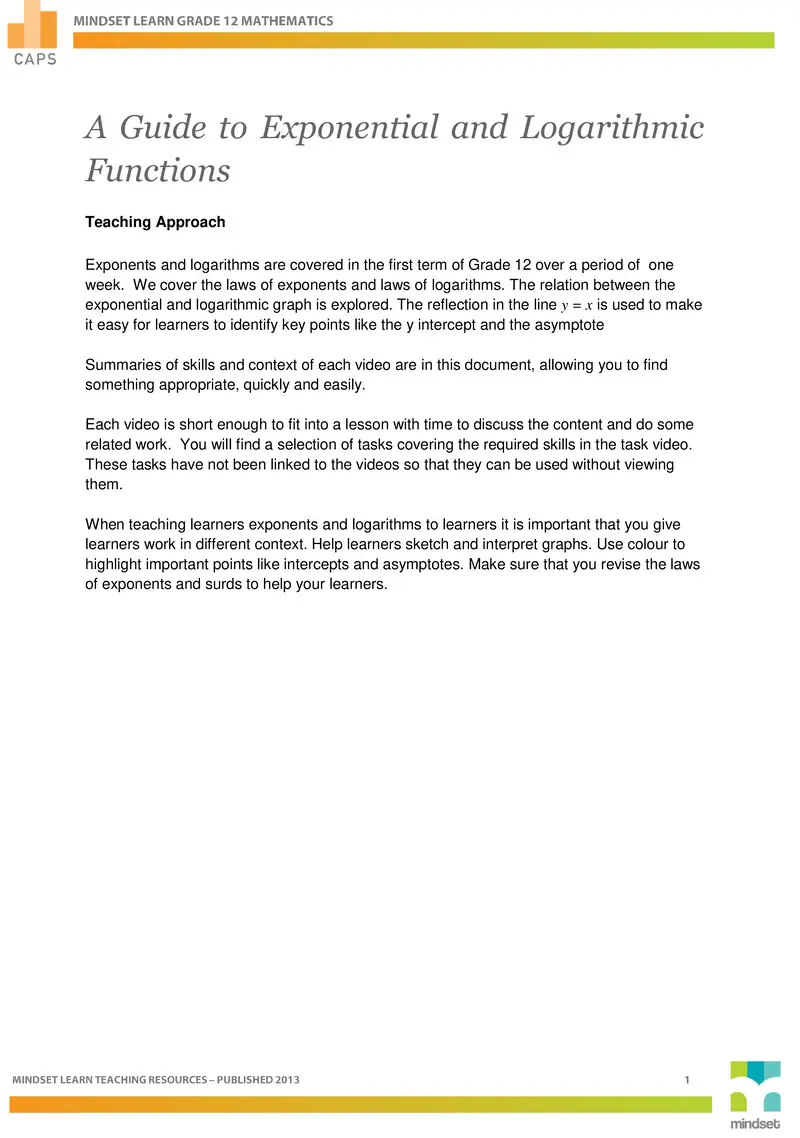 Maths Exponential And Logarithmic Functions