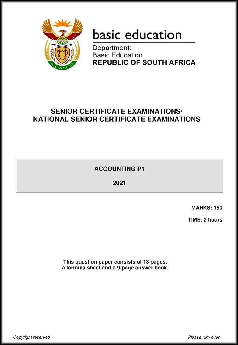 Accounting P1 May June 2021 Eng Gr12