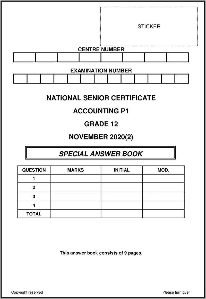 Accounting P1 Nsc Nov 2020 Answer Book Eng 2 Gr12