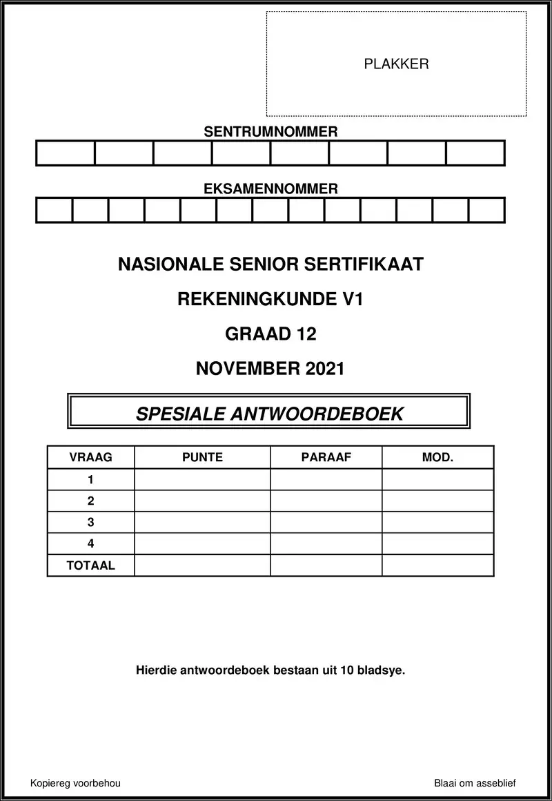 Accounting P1 Nov 2021 Answer Book Afr Gr12
