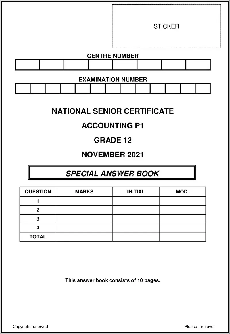 Accounting P1 Nov 2021 Answer Book Eng Gr12